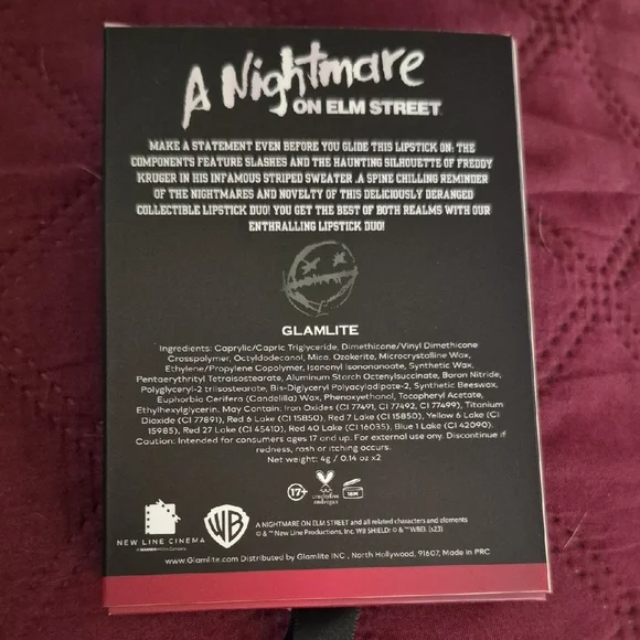 GLAMLITE NIGHTMARE ON ELM ST LIPSTICK DUO - Picture 2 of 3